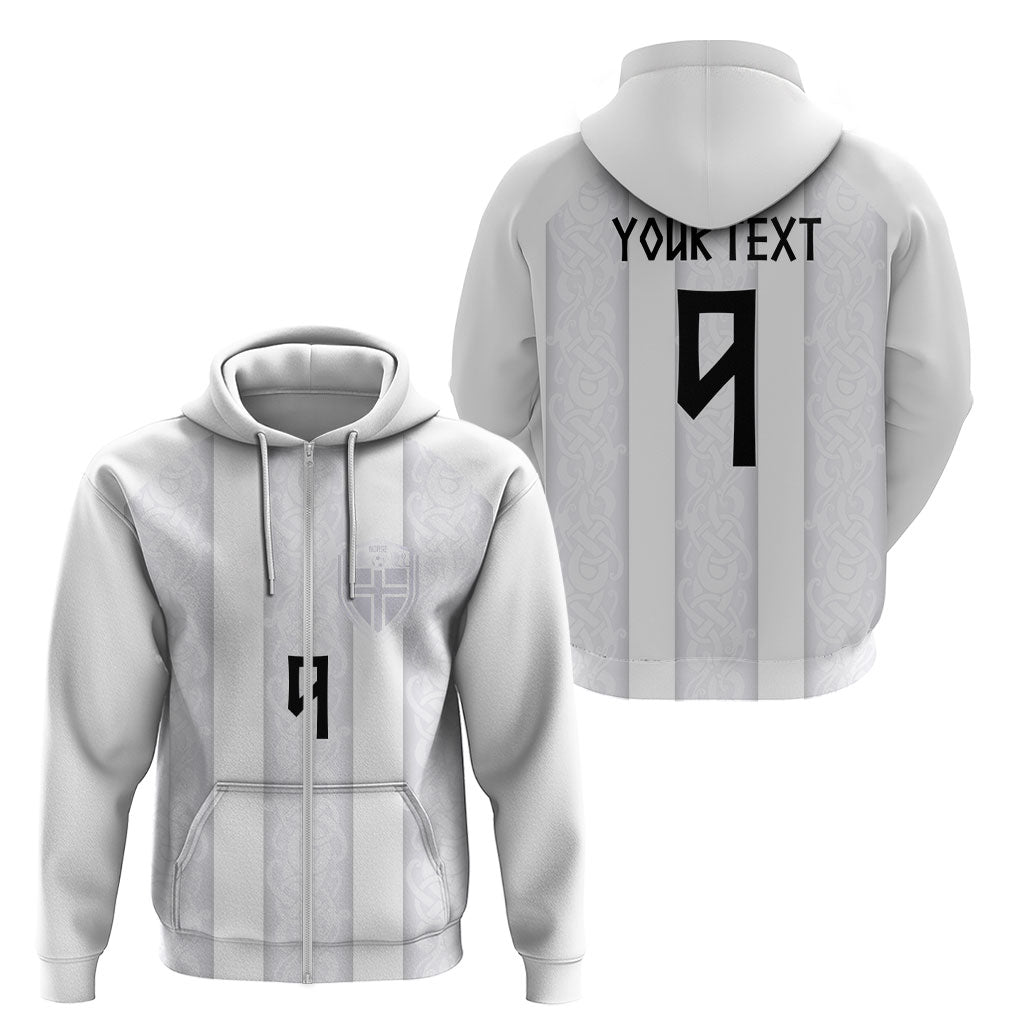 Custom Norway Football Zip Hoodie Norge Viking Ornament Whiteout