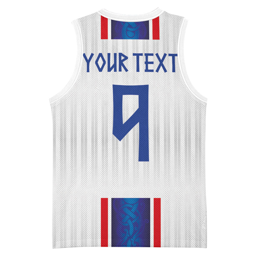 Custom Norway Football Basketball Jersey Norge Viking Ornament Vertical Stripe Sporty Style