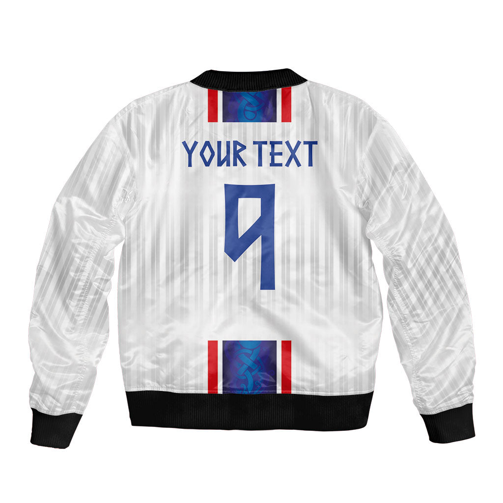 Custom Norway Football Bomber Jacket Norge Viking Ornament Vertical Stripe Sporty Style