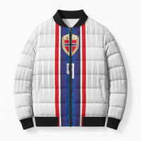 Custom Norway Football Bomber Puffer Jacket Norge Viking Ornament Vertical Stripe Sporty Style