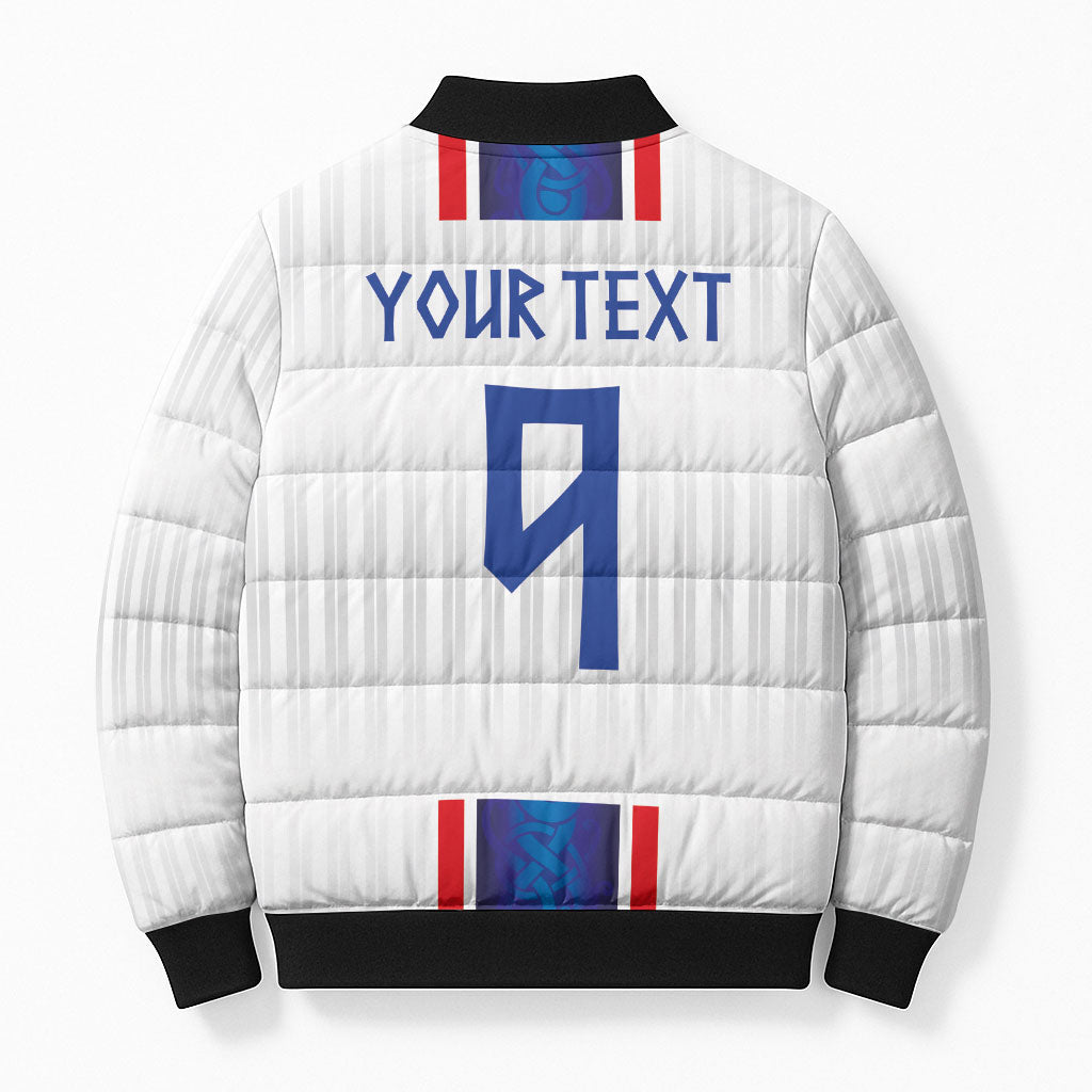 Custom Norway Football Bomber Puffer Jacket Norge Viking Ornament Vertical Stripe Sporty Style