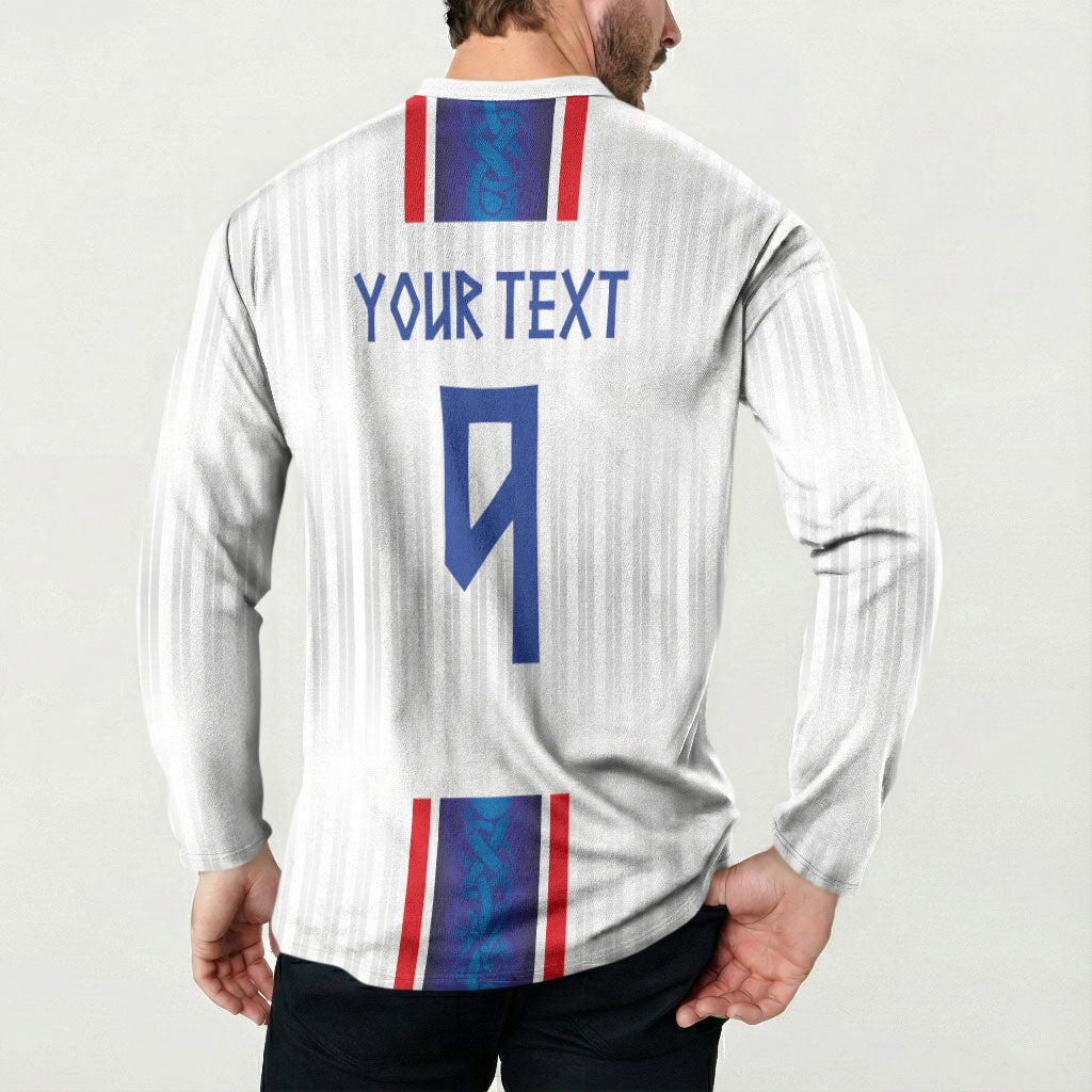 Custom Norway Football Button Sweatshirt Norge Viking Ornament Vertical Stripe Sporty Style