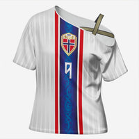 Custom Norway Football Cross Shoulder Shirt Norge Viking Ornament Vertical Stripe Sporty Style