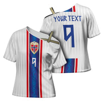 Custom Norway Football Cross Shoulder Shirt Norge Viking Ornament Vertical Stripe Sporty Style