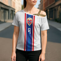 Custom Norway Football Cross Shoulder Shirt Norge Viking Ornament Vertical Stripe Sporty Style