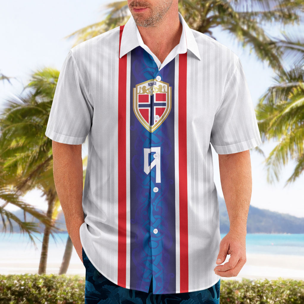 Custom Norway Football Hawaiian Shirt Norge Viking Ornament Vertical Stripe Sporty Style