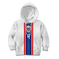 Custom Norway Football Kid Hoodie Norge Viking Ornament Vertical Stripe Sporty Style