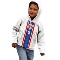 Custom Norway Football Kid Hoodie Norge Viking Ornament Vertical Stripe Sporty Style