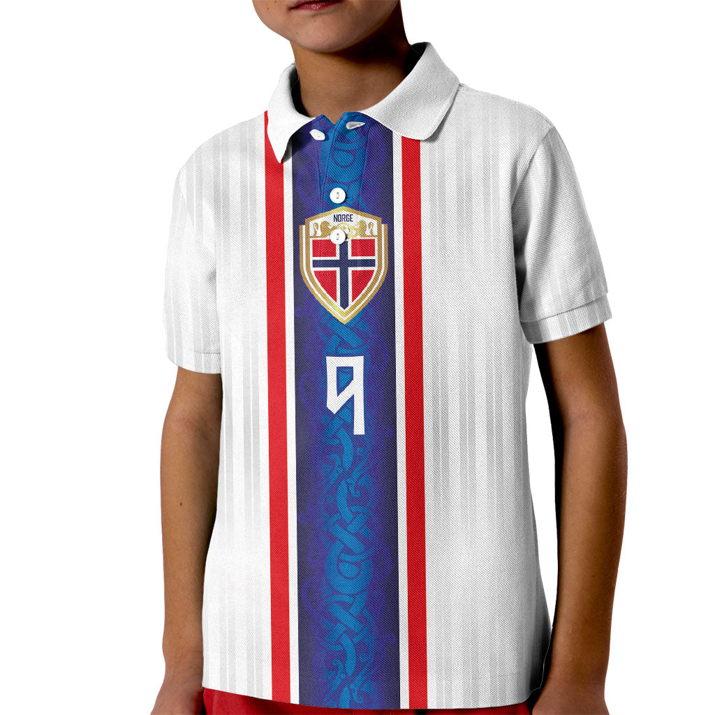 Custom Norway Football Kid Polo Shirt Norge Viking Ornament Vertical Stripe Sporty Style