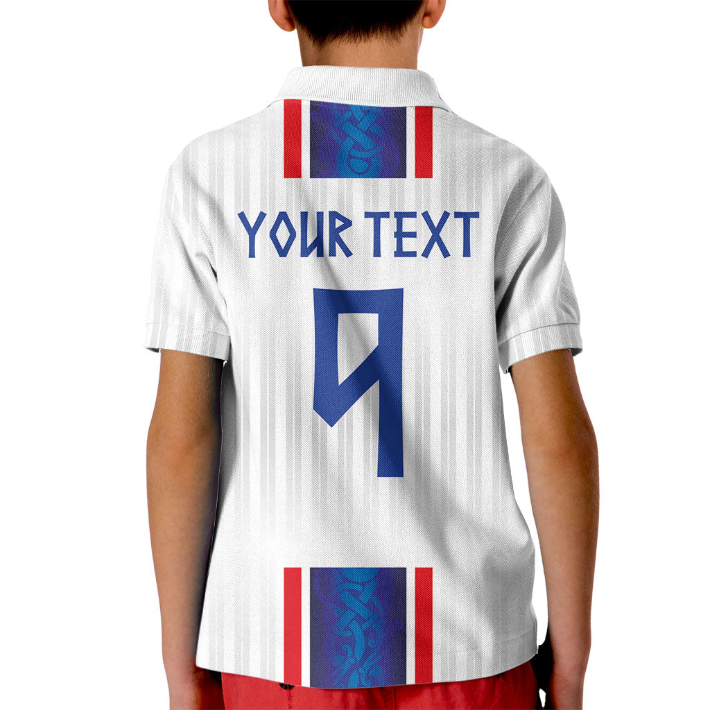 Custom Norway Football Kid Polo Shirt Norge Viking Ornament Vertical Stripe Sporty Style