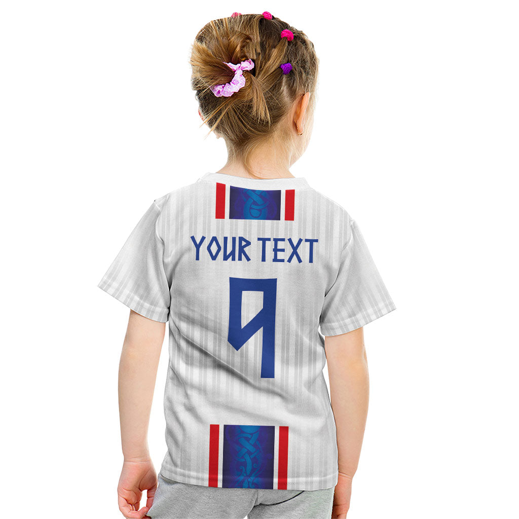 Custom Norway Football Kid T Shirt Norge Viking Ornament Vertical Stripe Sporty Style