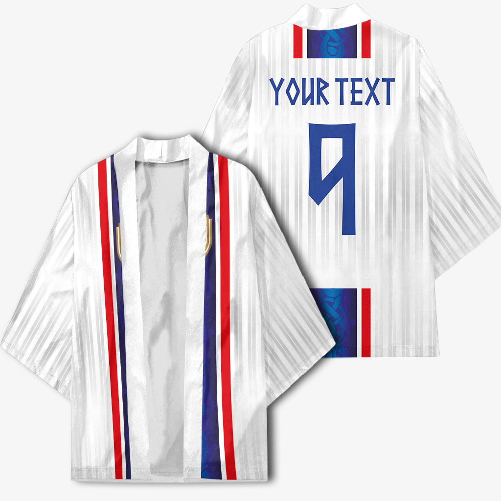 Custom Norway Football Kimono Norge Viking Ornament Vertical Stripe Sporty Style