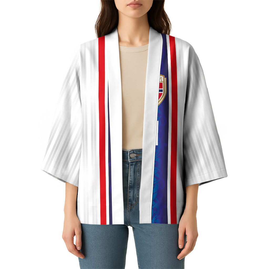 Custom Norway Football Kimono Norge Viking Ornament Vertical Stripe Sporty Style
