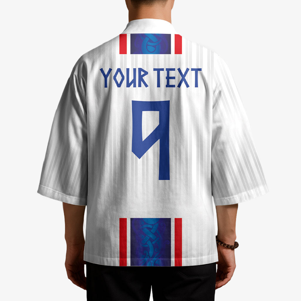 Custom Norway Football Kimono Norge Viking Ornament Vertical Stripe Sporty Style