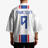 Custom Norway Football Kimono Norge Viking Ornament Vertical Stripe Sporty Style