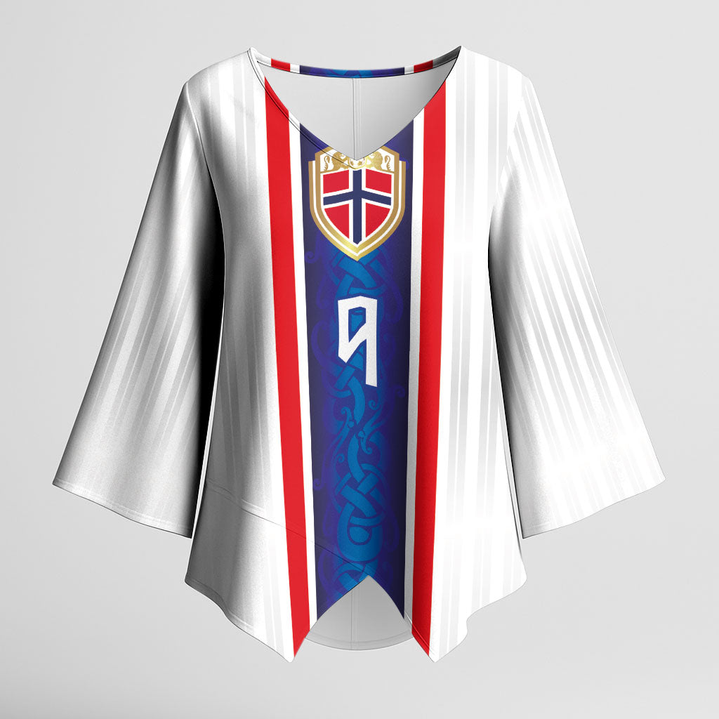 Custom Norway Football Kimono Sleeve Blouse Norge Viking Ornament Vertical Stripe Sporty Style