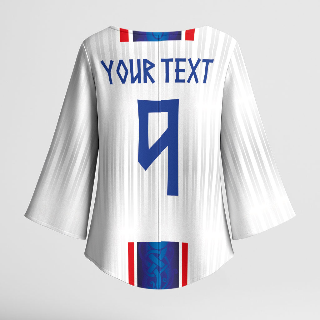 Custom Norway Football Kimono Sleeve Blouse Norge Viking Ornament Vertical Stripe Sporty Style
