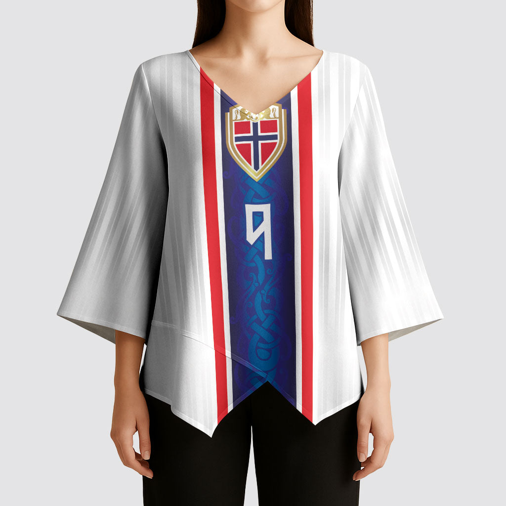 Custom Norway Football Kimono Sleeve Blouse Norge Viking Ornament Vertical Stripe Sporty Style