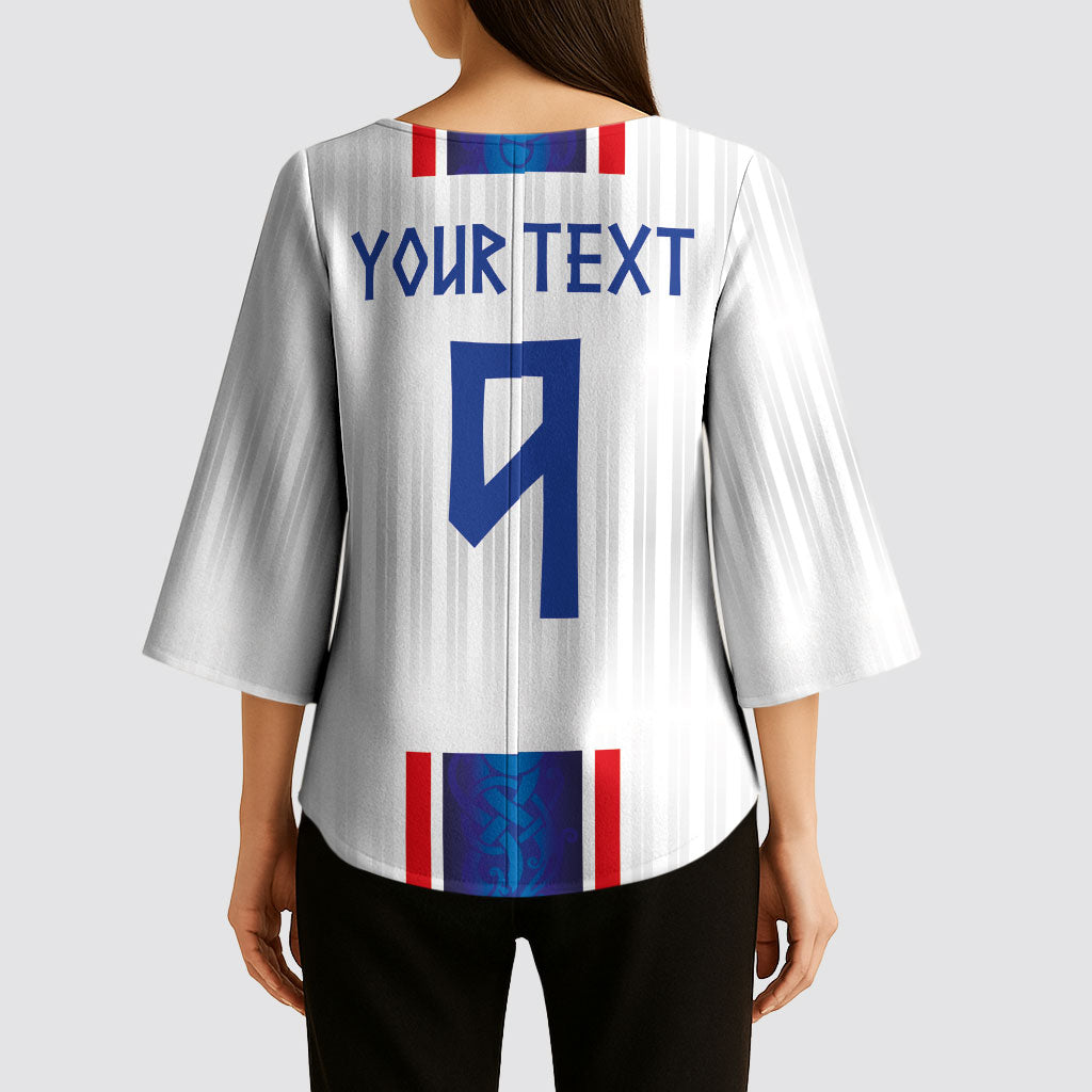 Custom Norway Football Kimono Sleeve Blouse Norge Viking Ornament Vertical Stripe Sporty Style