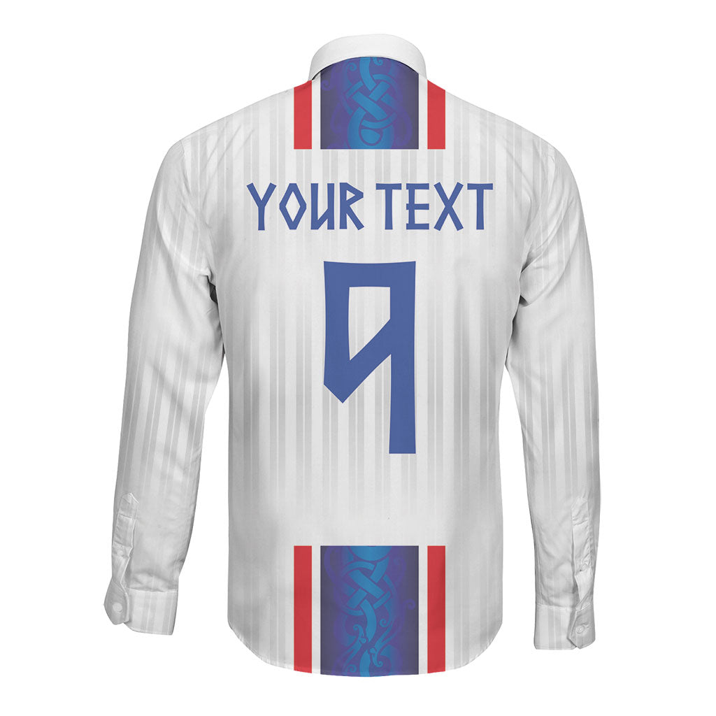 Custom Norway Football Long Sleeve Button Shirt Norge Viking Ornament Vertical Stripe Sporty Style