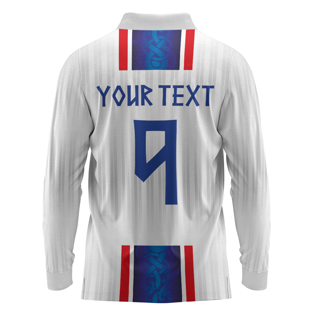 Custom Norway Football Long Sleeve Polo Shirt Norge Viking Ornament Vertical Stripe Sporty Style