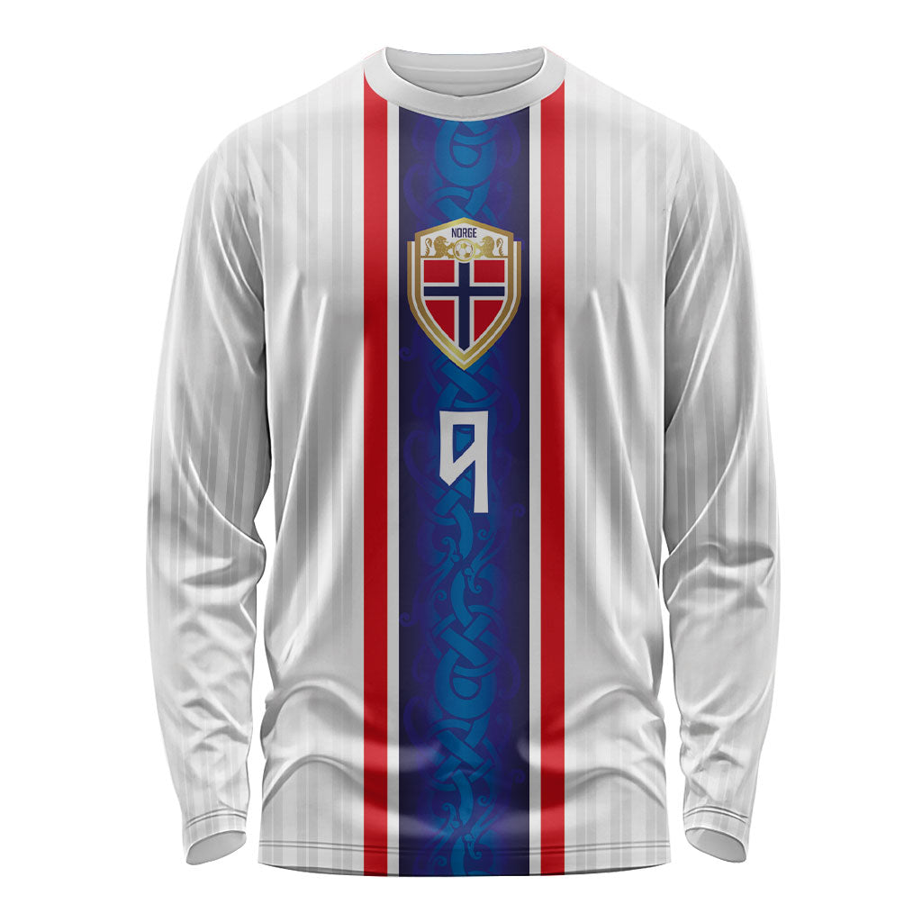 Custom Norway Football Long Sleeve Shirt Norge Viking Ornament Vertical Stripe Sporty Style