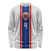 Custom Norway Football Long Sleeve Shirt Norge Viking Ornament Vertical Stripe Sporty Style