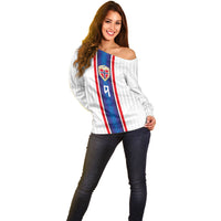Custom Norway Football Off Shoulder Sweater Norge Viking Ornament Vertical Stripe Sporty Style