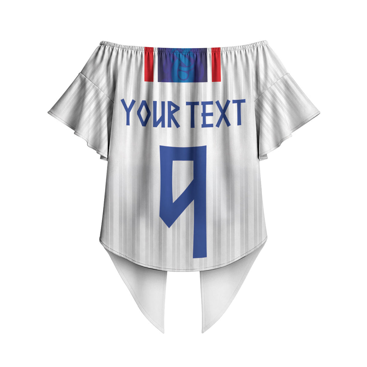 Custom Norway Football Off Shoulder Wrap Waist Top Norge Viking Ornament Vertical Stripe Sporty Style