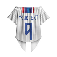 Custom Norway Football Off Shoulder Wrap Waist Top Norge Viking Ornament Vertical Stripe Sporty Style
