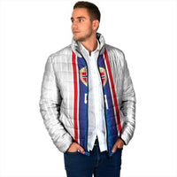 Custom Norway Football Padded Jacket Norge Viking Ornament Vertical Stripe Sporty Style