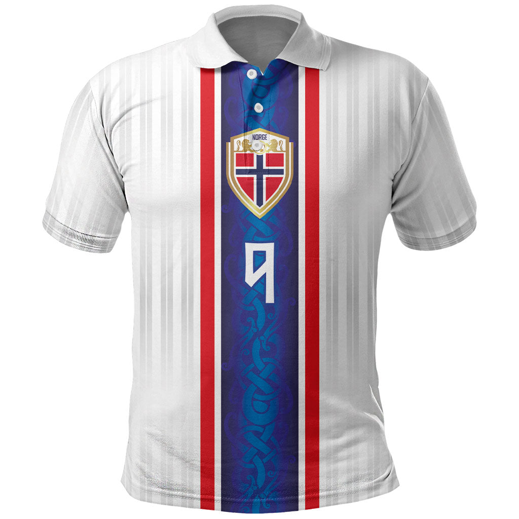 Custom Norway Football Polo Shirt Norge Viking Ornament Vertical Stripe Sporty Style