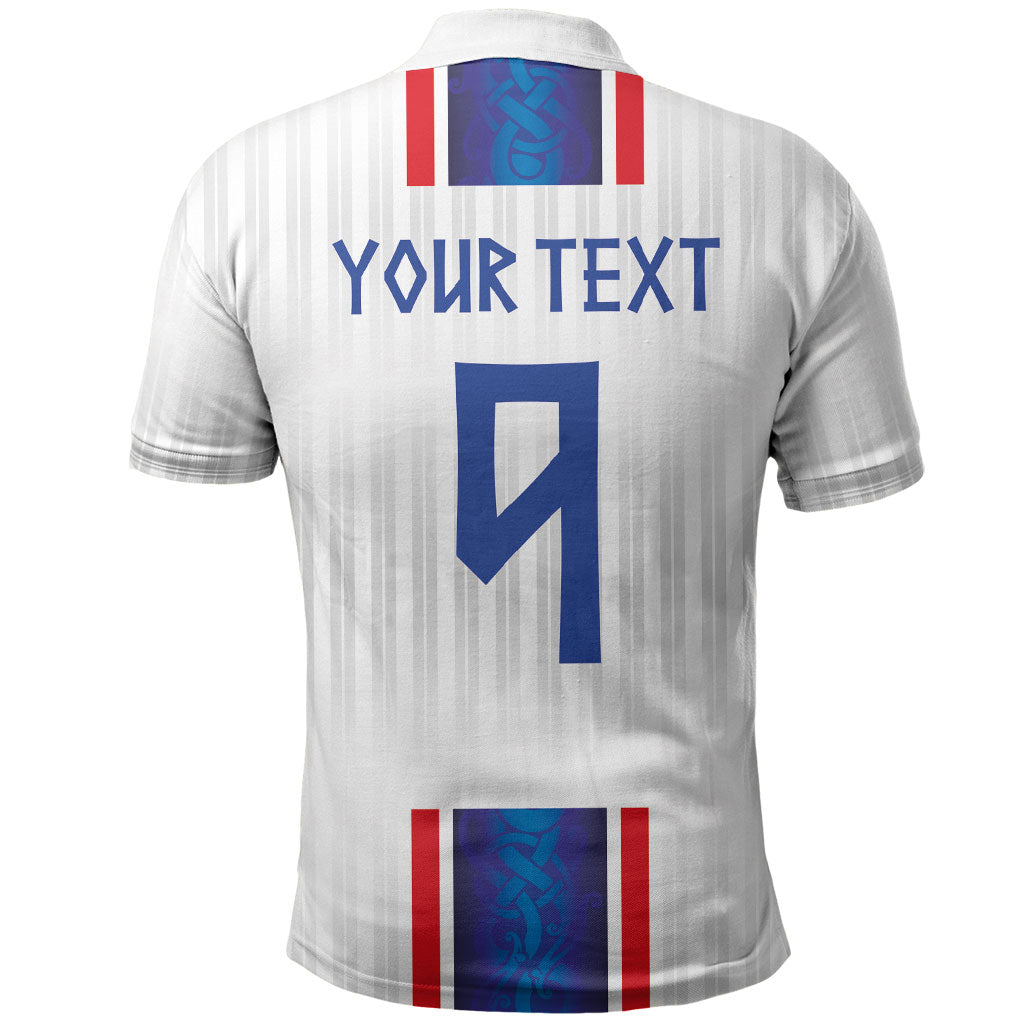 Custom Norway Football Polo Shirt Norge Viking Ornament Vertical Stripe Sporty Style