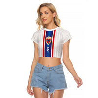 Custom Norway Football Raglan Cropped T Shirt Norge Viking Ornament Vertical Stripe Sporty Style