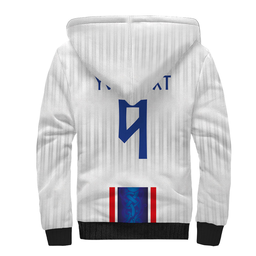 Custom Norway Football Sherpa Hoodie Norge Viking Ornament Vertical Stripe Sporty Style