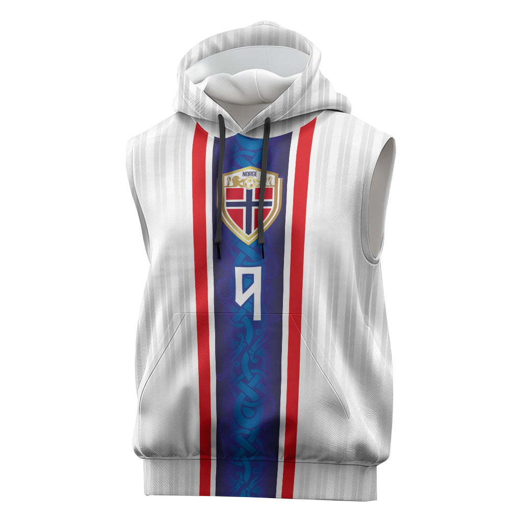 Custom Norway Football Sleeveless Hoodie Norge Viking Ornament Vertical Stripe Sporty Style