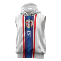 Custom Norway Football Sleeveless Hoodie Norge Viking Ornament Vertical Stripe Sporty Style