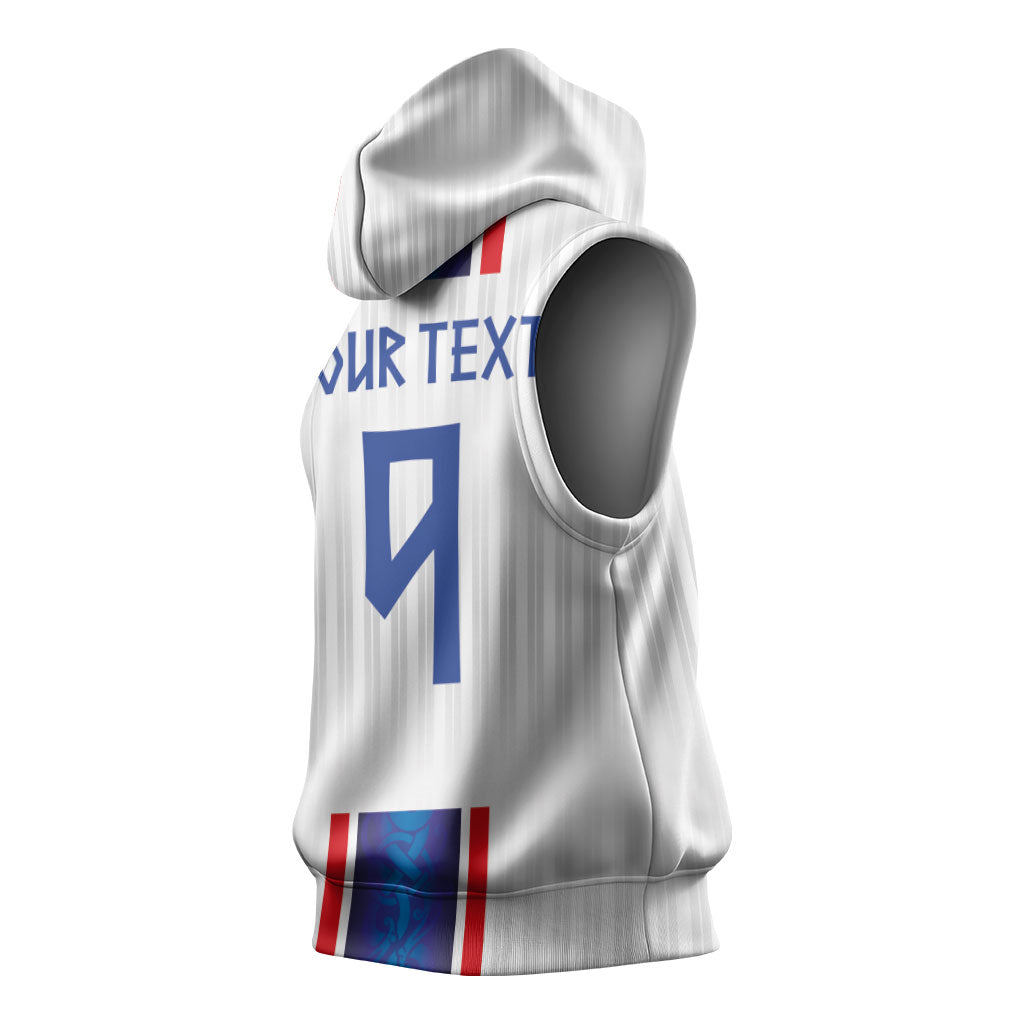 Custom Norway Football Sleeveless Hoodie Norge Viking Ornament Vertical Stripe Sporty Style