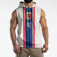 Custom Norway Football Sleeveless Zip Hoodie Norge Viking Ornament Vertical Stripe Sporty Style