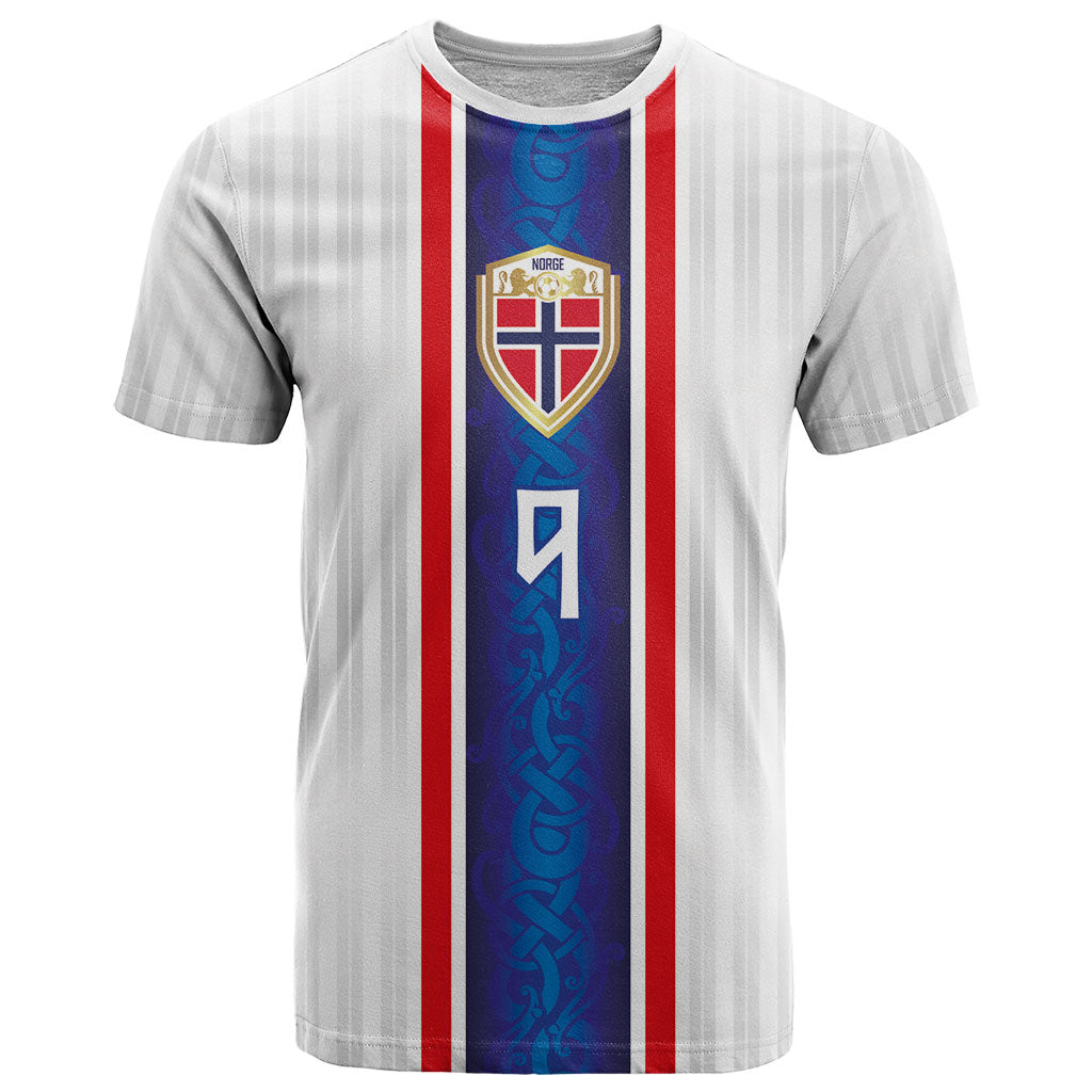 Custom Norway Football T Shirt Norge Viking Ornament Vertical Stripe Sporty Style