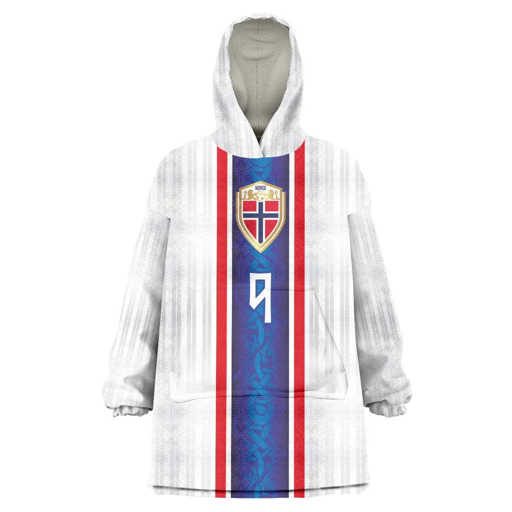 Custom Norway Football Wearable Blanket Hoodie Norge Viking Ornament Vertical Stripe Sporty Style