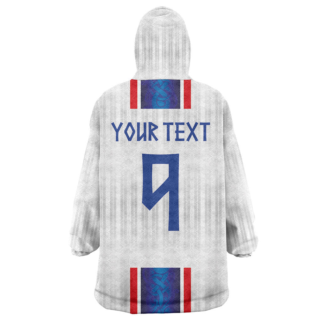 Custom Norway Football Wearable Blanket Hoodie Norge Viking Ornament Vertical Stripe Sporty Style