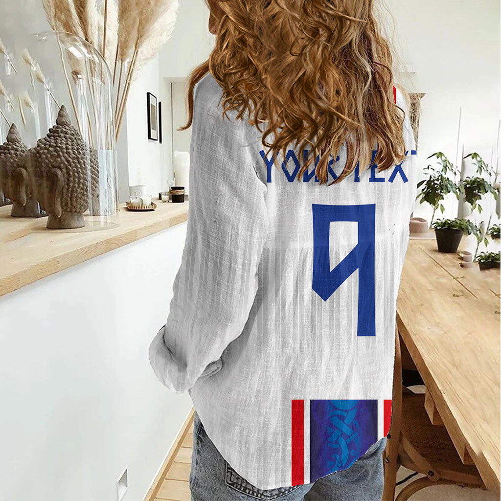 Custom Norway Football Women Casual Shirt Norge Viking Ornament Vertical Stripe Sporty Style