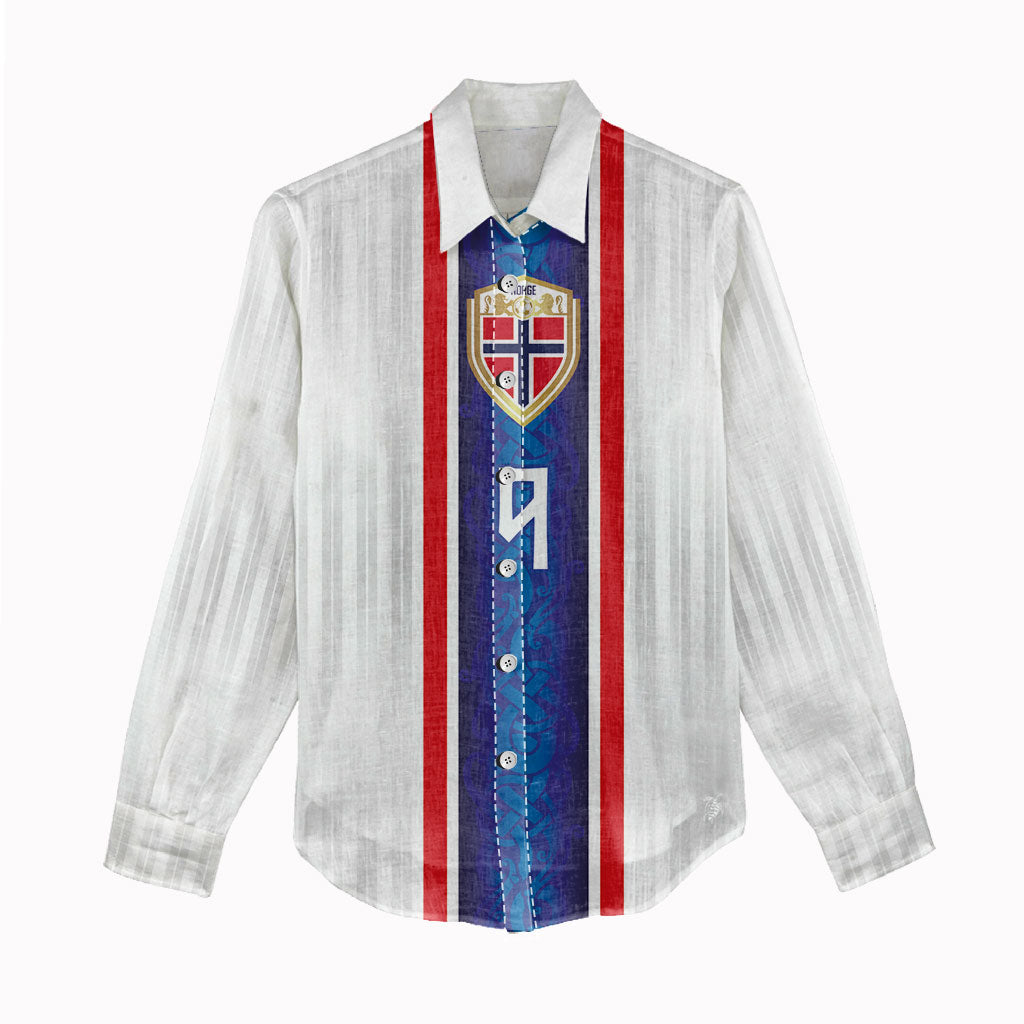 Custom Norway Football Women Casual Shirt Norge Viking Ornament Vertical Stripe Sporty Style