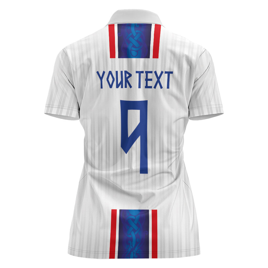 Custom Norway Football Women Polo Shirt Norge Viking Ornament Vertical Stripe Sporty Style