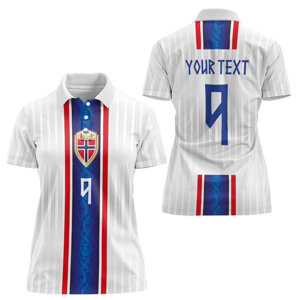 Custom Norway Football Women Polo Shirt Norge Viking Ornament Vertical Stripe Sporty Style