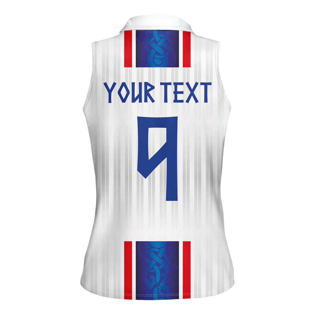 Custom Norway Football Women Sleeveless Polo Shirt Norge Viking Ornament Vertical Stripe Sporty Style