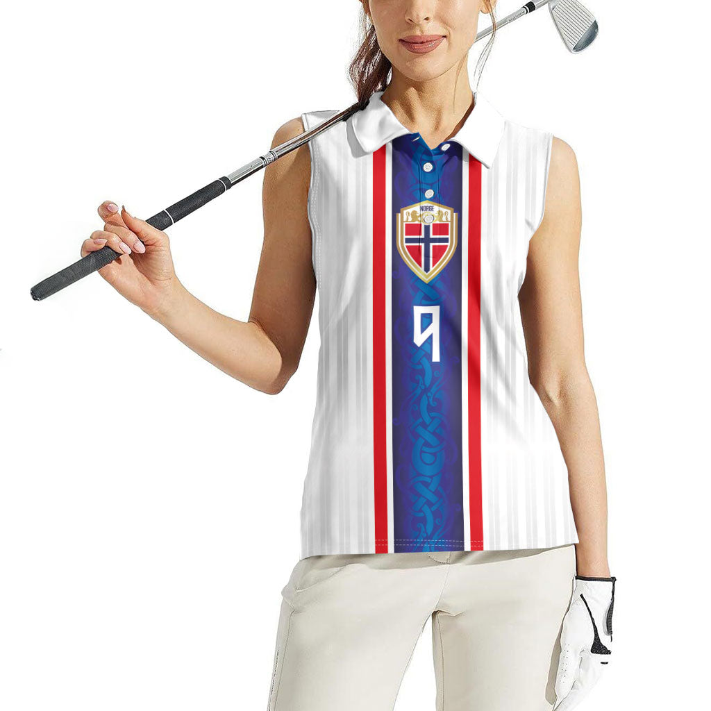 Custom Norway Football Women Sleeveless Polo Shirt Norge Viking Ornament Vertical Stripe Sporty Style