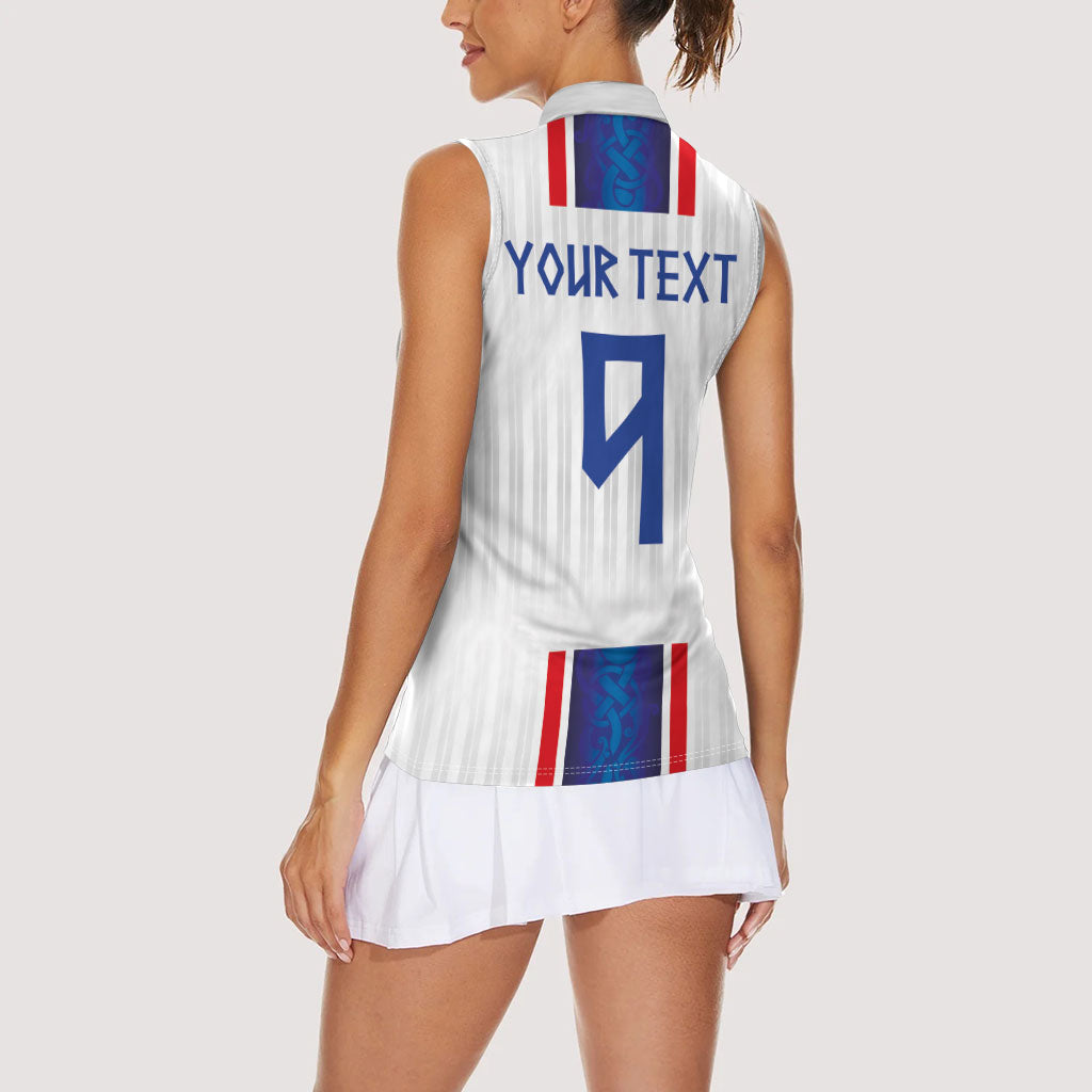 Custom Norway Football Women Sleeveless Polo Shirt Norge Viking Ornament Vertical Stripe Sporty Style