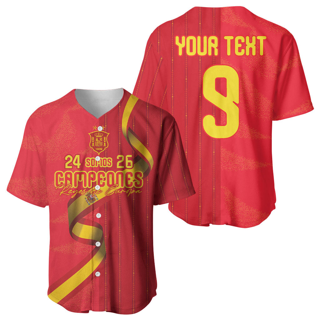 Custom Spain Football Baseball Jersey World Champions and Kings of Europe